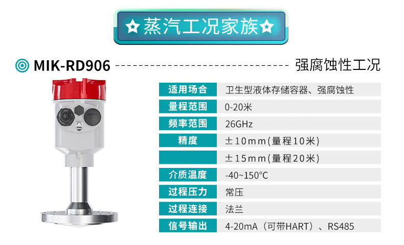 米科MIK-RD906高频雷达液位计产品参数表